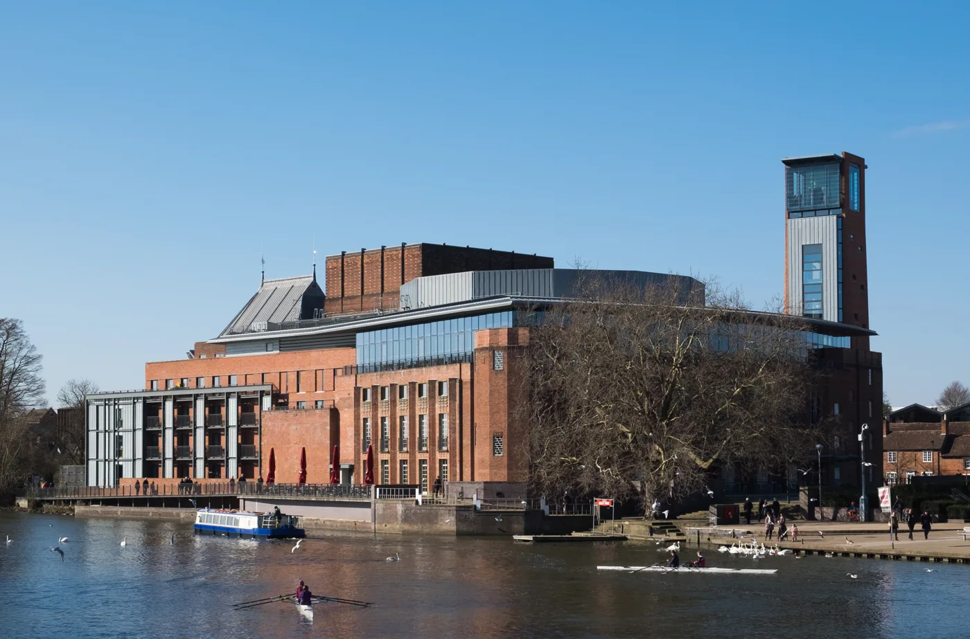 The Royal Shakespeare Theatre on Waterside, Stratford-upon-Avon, seen from the east